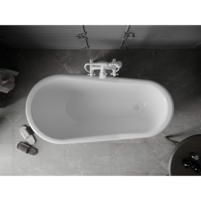 Mexen Retro laisvai stovinti vonia 150 x 73 cm, balta/juoda, baltos kojelės - 53251507375-20