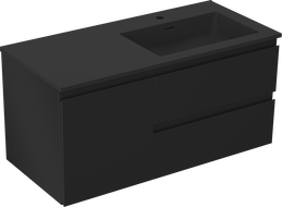 Mexen Orio vonios kambario spintėlė 100 cm su Otis praustuvu, dešinė, 2S, 1D, juoda matinė - 91A13-10047-3-BBFFF71-W18P71