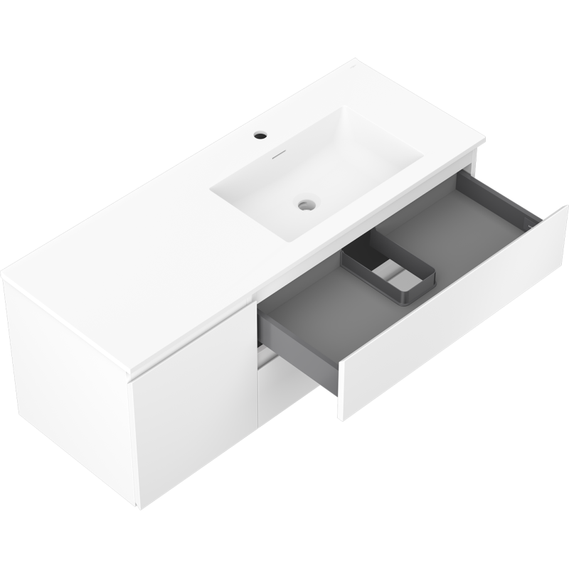 Mexen Orio vonios kambario spintelė 120 cm su dešiniuoju Otis kriaukle, 2S, 1D, balta matinė - 91A13-12047-3-BBFFF01-W18P01