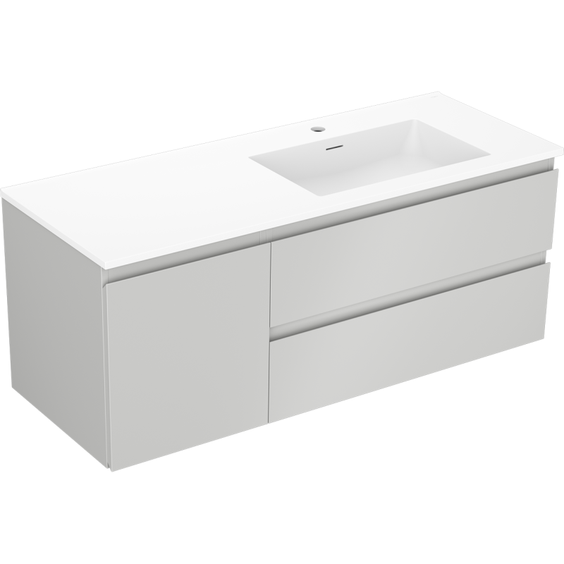 Mexen Orio vonios spintelė 120 cm su Otis kriaukle dešinėje, 2S, 1D, pilka matinė/balta matinė - 91A13-12047-3-BBFFF62-W18P01