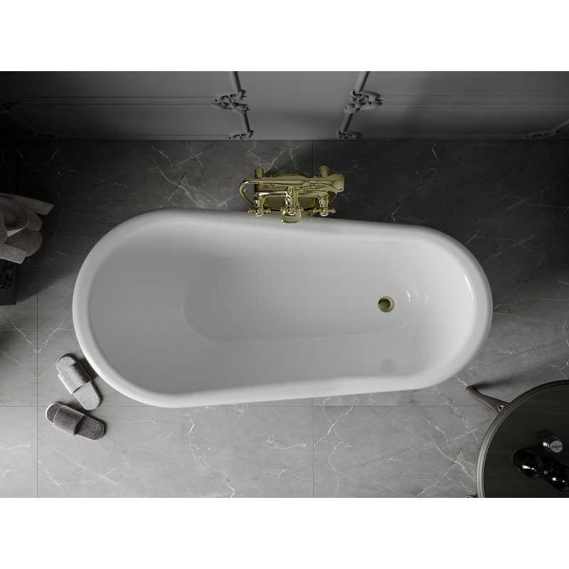 Mexen Retro įmontuojama vonia 150 x 73 cm, balta/juoda, auksinės kojos - 53251507375-50