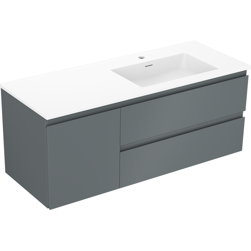 Mexen Orio Vonios spintelė 120 cm su kriaukle Otis dešinė, 2S, 1D, grafitas matinis/balta matinė - 91A13-12047-3-BBFFF66-W18P01