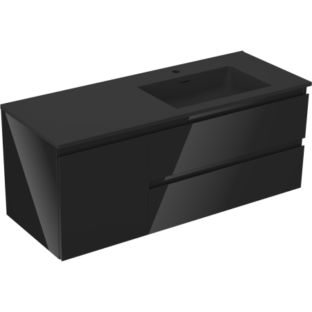Mexen Orio vonios spintelė 120 cm su Otis dešinine kriaukle, 2S, 1D, juoda blizgi/juoda matinė - 91A13-12047-3-BBFFF70-W18P71