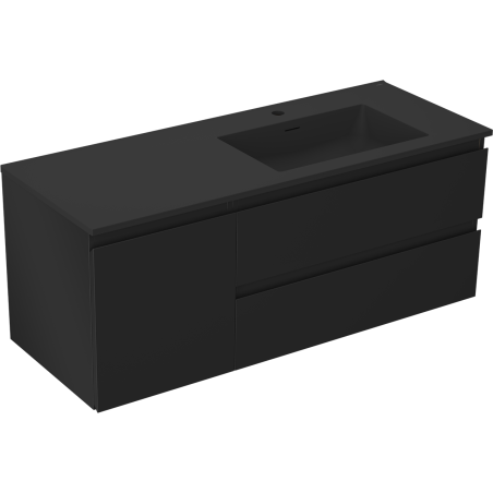 Mexen Orio vonios spintelė 120 cm su dešine Otis kriaukle, 2 stalčiai, 1 durys, juoda matinė - 91A13-12047-3-BBFFF71-W18P71