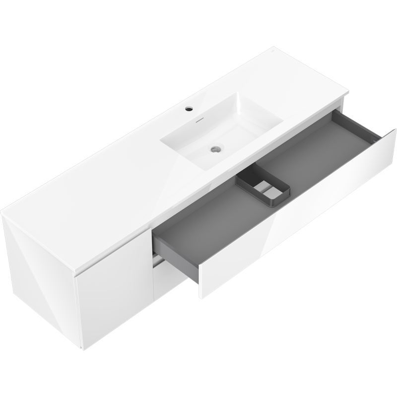 Mexen Orio vonios spintelė 160 cm su teisinga Otis kriaukle, 2S, 1D, blizgi balta - 91A13-16047-3-BBFFF00-W18P00