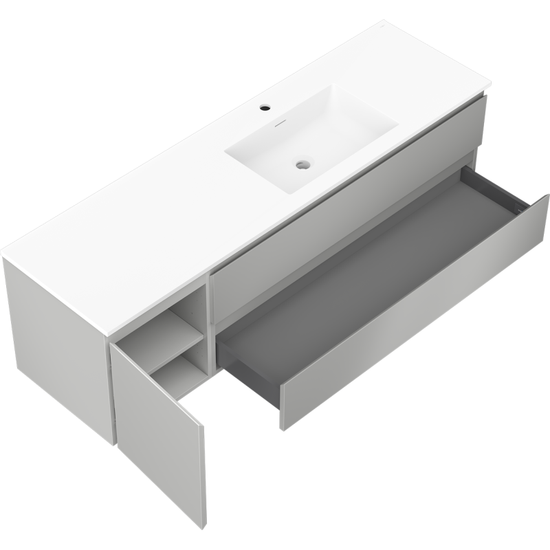 Mexen Orio vonios spintelė 160 cm su dešiniuoju Otis kriaukle, 2S, 1D, pilka matinė/balta matinė - 91A13-16047-3-BBFFF62-W18P01