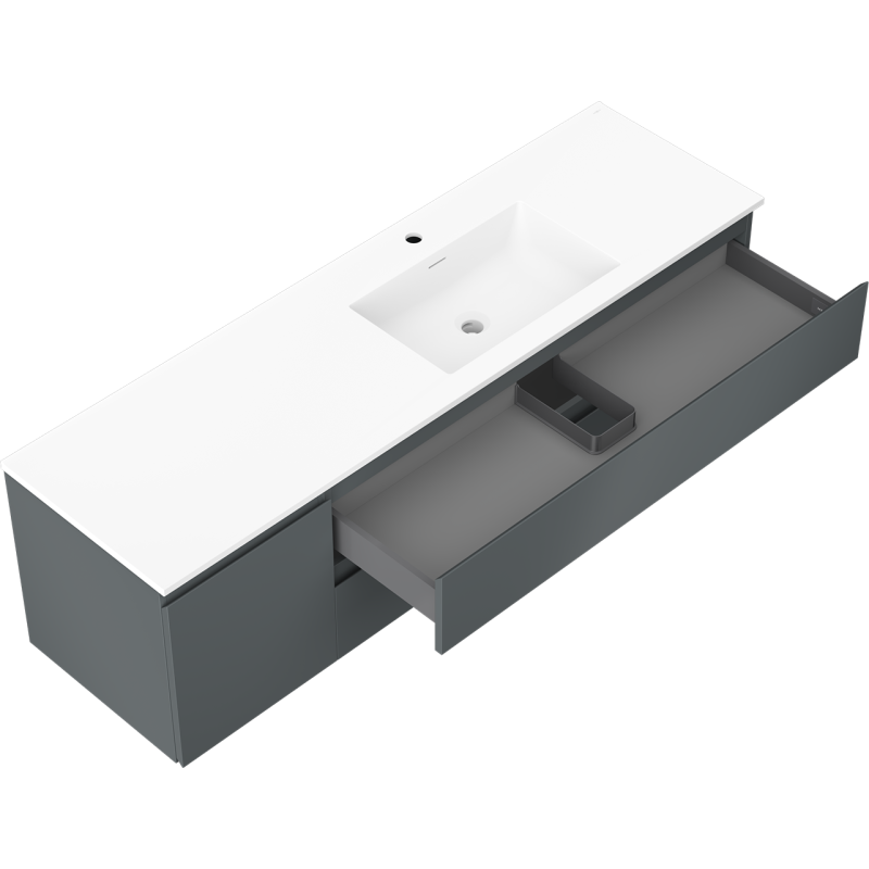 Mexen Orio vonios spintelė 160 cm su Otis dešine kriaukle, 2S, 1D, grafitas matinis/balta matinė - 91A13-16047-3-BBFFF66-W18P01