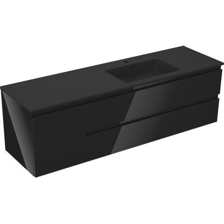 Mexen Orio vonios spintelė 160 cm su Otis dešiniojo kriaukle, 2S, 1D, juodas blizgus/juodas matinis