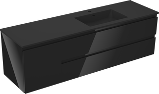 Mexen Orio vonios spintelė 160 cm su Otis dešiniojo kriaukle, 2S, 1D, juodas blizgus/juodas matinis