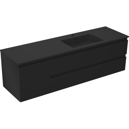 Mexen Orio vonios spintelė 160 cm su Otis dešine praustuve, 2S, 1D, juoda matinė - 91A13-16047-3-BBFFF71-W18P71