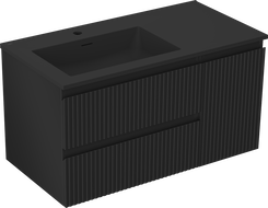 Mexen Rivel vonios spintelė 90 cm su dešine kriaukle Otis, 2S, 1D, grioveliais, juodas matinis - 91A23-09047-3-BBFFF71-W18L71