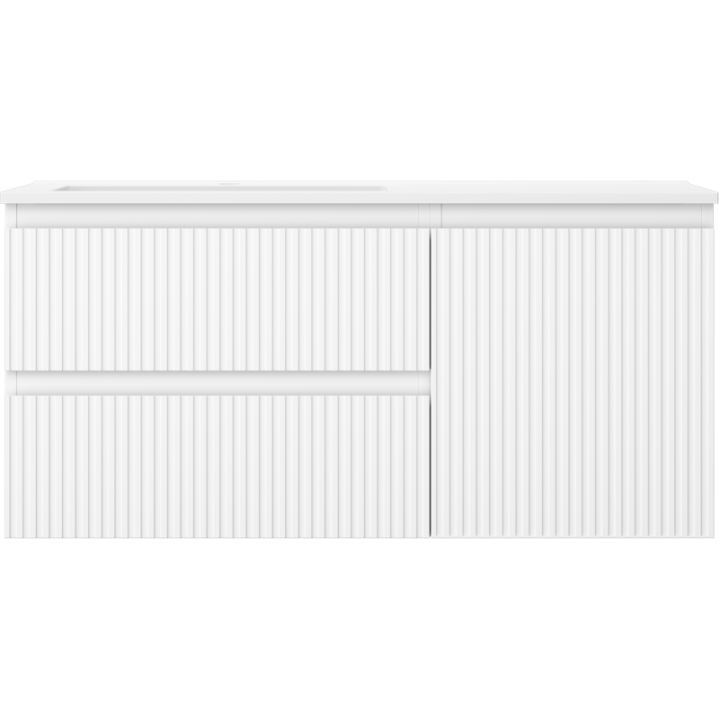 Mexen Rivel vonios spintelė 100 cm su Otis kairiojo šono kriaukle, 2S, 1D, rifliuota, balta mat - 91A23-10047-3-BBFFF01-W18L01