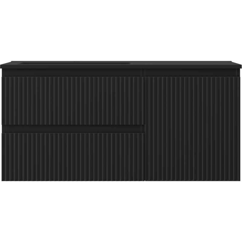 Mexen Rivel vonios spintelė 100 cm su kairės pusės Otis kriaukle, 2S, 1D, rifliuota, juoda matinė - 91A23-10047-3-BBFFF71-W18L71