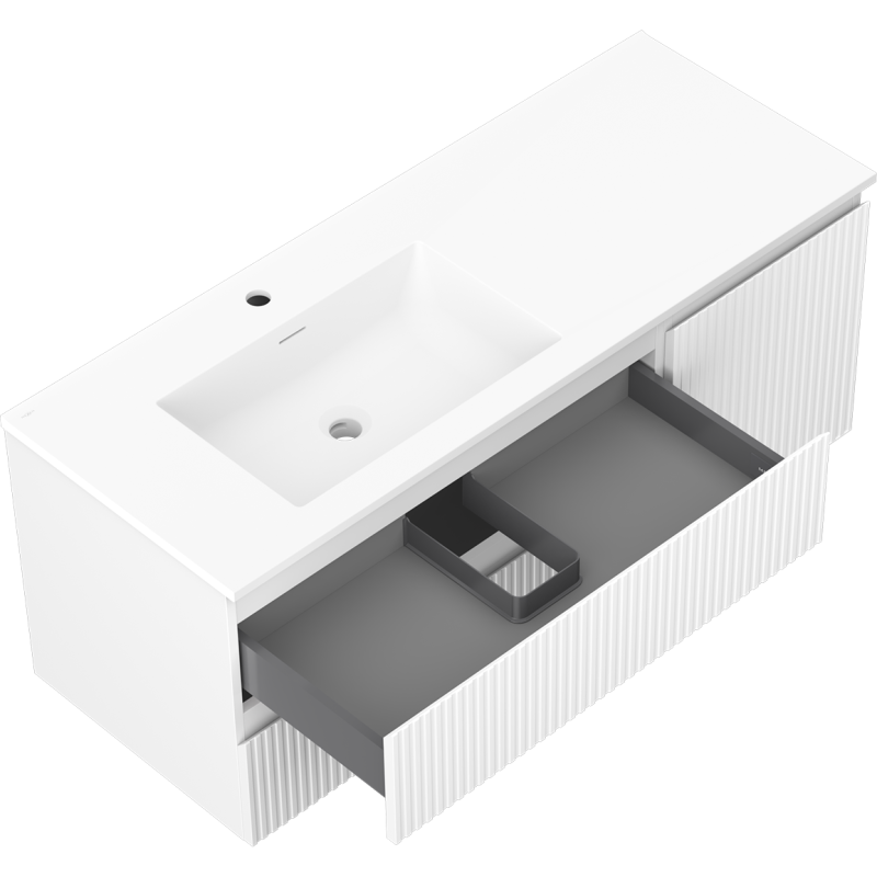 Mexen Rivel vonios spintelė 120 cm su kairine plautuve Otis, 2S, 1D, rifliuota, balta matinė - 91A23-12047-3-BBFFF01-W18L01