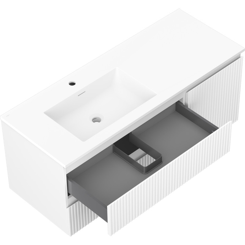 Mexen Rivel vonios spintelė 120 cm su kairiuoju Otis praustuvu, 2S, 1D, rifliuota, balta matinė - 91A23-12047-3-BBFFF01-W18L01