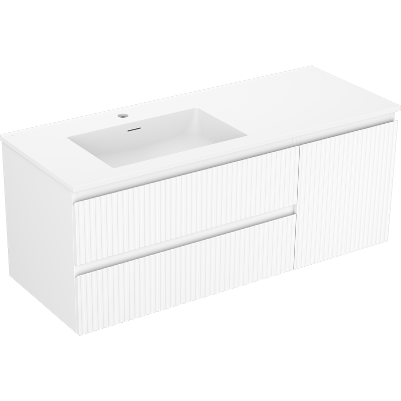 Mexen Rivel vonios spintelė 120 cm su kairine plautuve Otis, 2S, 1D, rifliuota, balta matinė - 91A23-12047-3-BBFFF01-W18L01