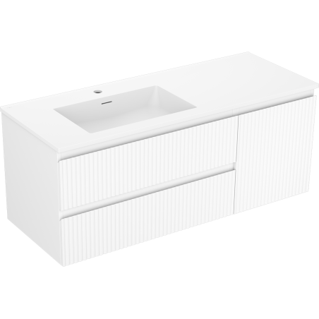 Mexen Rivel vonios spintelė 120 cm su kairine plautuve Otis, 2S, 1D, rifliuota, balta matinė - 91A23-12047-3-BBFFF01-W18L01