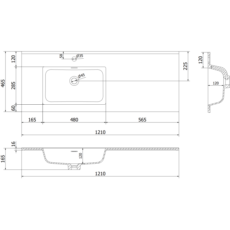 Mexen Rivel vonios spintelė 120 cm su kairine plautuve Otis, 2S, 1D, rifliuota, balta matinė - 91A23-12047-3-BBFFF01-W18L01