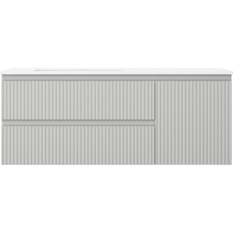 Mexen Rivel vonios spintelė 120 cm su kriaukle Otis kairė, 2S, 1D, rifliuota, pilka matinė/balta matinė