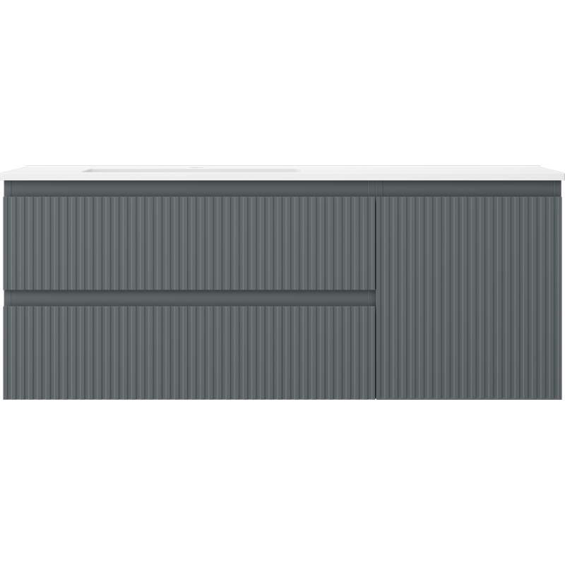 Mexen Rivel vonios spintelė 120 cm su Otis kairine kriaukle, 2S, 1D, rantuota, grafito/balta matinė