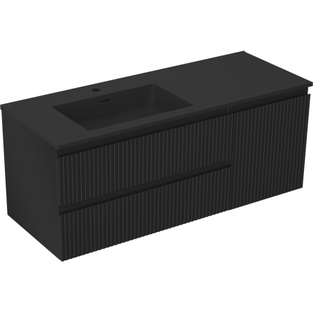 Mexen Rivel vonios spintelė 120 cm su Otis kairiuoju praustuvu, 2S, 1D, rifliuota, juoda matė - 91A23-12047-3-BBFFF71-W18L71