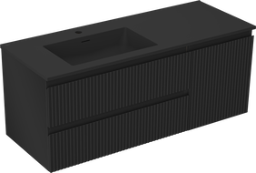 Mexen Rivel vonios spintelė 120 cm su Otis kairiuoju praustuvu, 2S, 1D, rifliuota, juoda matė - 91A23-12047-3-BBFFF71-W18L71