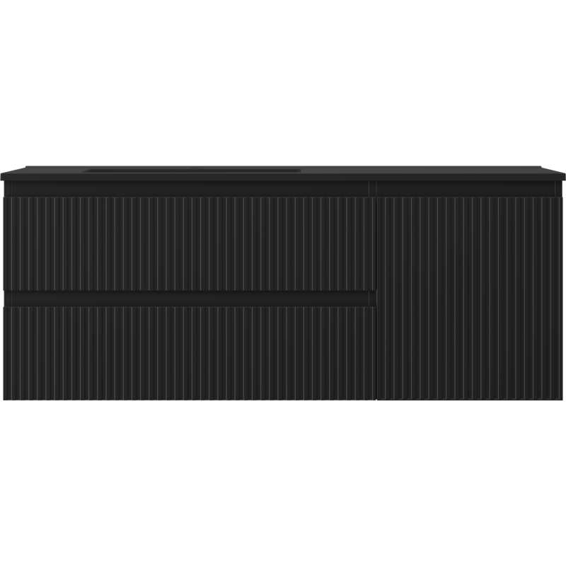 Mexen Rivel vonios spintelė 120 cm su Otis kairiuoju praustuvu, 2S, 1D, rifliuota, juoda matė - 91A23-12047-3-BBFFF71-W18L71