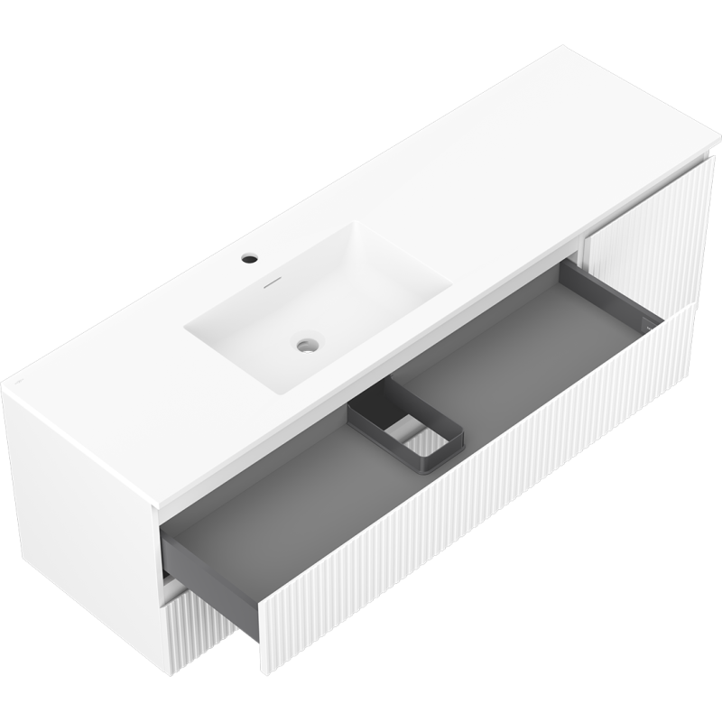 Mexen Rivel vonios spintelė 160 cm su kairiuoju Otis kriaukle, 2S, 1D, banguotas, baltas matinis - 91A23-16047-3-BBFFF01-W18L01