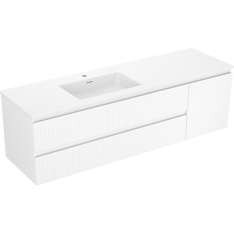 Mexen Rivel vonios spintelė 160 cm su kairiuoju Otis kriaukle, 2S, 1D, banguotas, baltas matinis - 91A23-16047-3-BBFFF01-W18L01