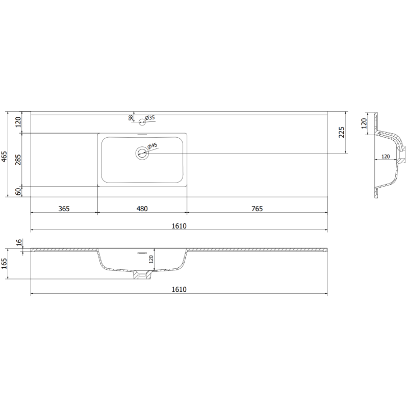 Mexen Rivel vonios spintelė Otis 160 cm su kairiąja kriaukle, 2S, 1D, grioveliais, pilka matinė/balta matinė