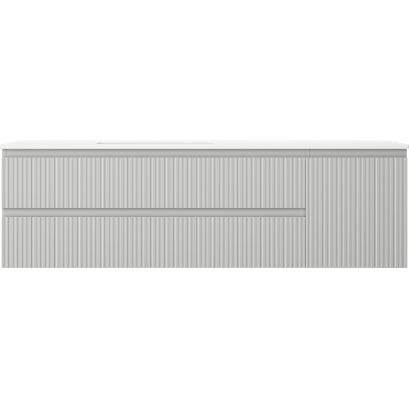 Mexen Rivel vonios spintelė Otis 160 cm su kairiąja kriaukle, 2S, 1D, grioveliais, pilka matinė/balta matinė