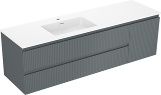 Mexen Rivel vonios spintelė 160 cm su Otis kairinėje, 2S, 1D, grublėta, grafito/balta matinė kriaukle