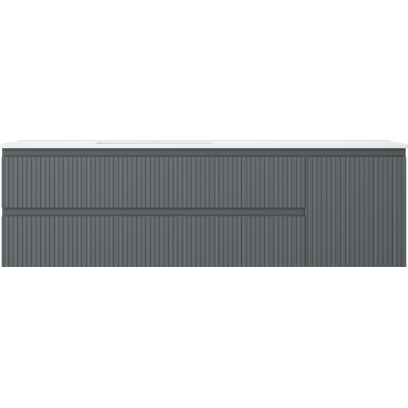 Mexen Rivel vonios spintelė 160 cm su Otis kairinėje, 2S, 1D, grublėta, grafito/balta matinė kriaukle
