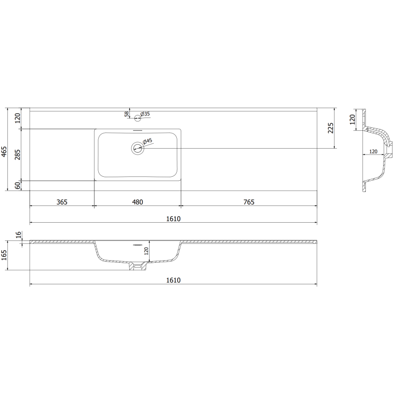 Mexen Rivel vonios spintelė 160 cm su kriaukle Otis kairė, 2S, 1D, rifliuota, juoda matinė - 91A23-16047-3-BBFFF71-W18L71