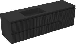 Mexen Rivel vonios spintelė 160 cm su kriaukle Otis kairė, 2S, 1D, rifliuota, juoda matinė - 91A23-16047-3-BBFFF71-W18L71