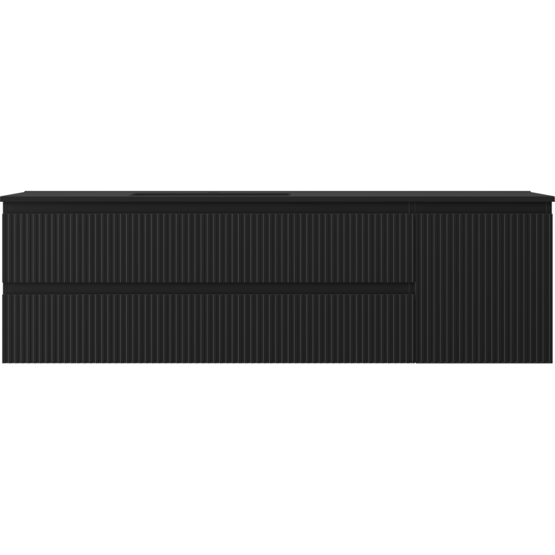 Mexen Rivel vonios spintelė 160 cm su kriaukle Otis kairė, 2S, 1D, rifliuota, juoda matinė - 91A23-16047-3-BBFFF71-W18L71