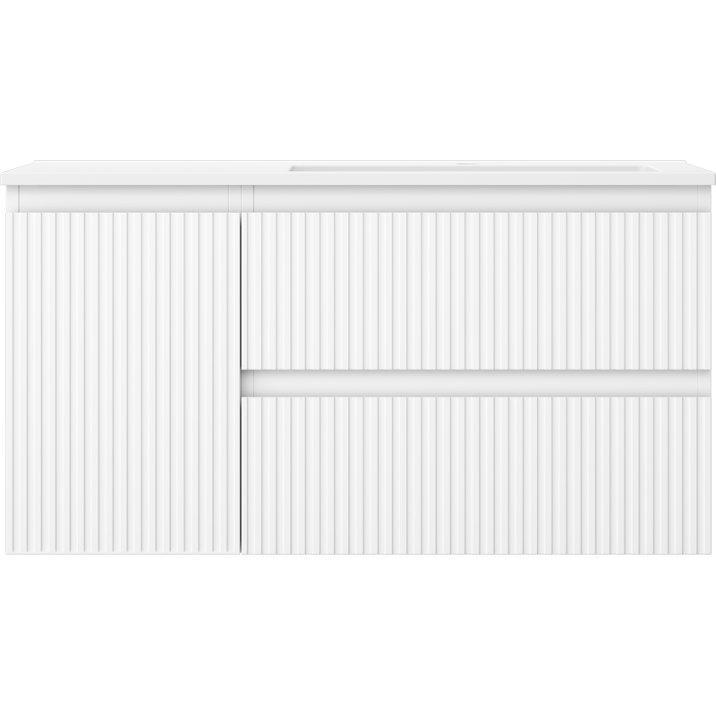 Mexen Rivel vonios spintelė 90 cm su Otis dešine kriaukle, 2S, 1D, grioveliais, balta matinė - 91A23-09047-3-BBFFF01-W18P01