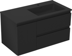 Mexen Rivel vonios spintelė 90 cm su Otis dešiniu praustuvu, 2S, 1D, grublėta, juoda matinė - 91A23-09047-3-BBFFF71-W18P71