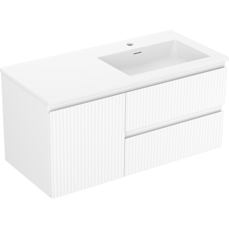 Mexen Rivel vonios spintelė 100 cm su Otis dešine kriaukle, 2S, 1D, griovelinė, balta matinė - 91A23-10047-3-BBFFF01-W18P01