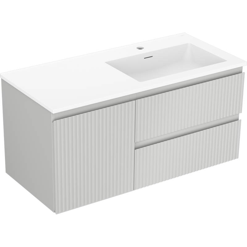 Mexen Rivel vonios spintelė 100 cm Otis dešinė, 2S, 1D, gofruota, pilka/balta matinė - 91A23-10047-3-BBFFF62-W18P01