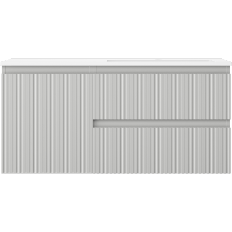 Mexen Rivel vonios spintelė 100 cm Otis dešinė, 2S, 1D, gofruota, pilka/balta matinė - 91A23-10047-3-BBFFF62-W18P01