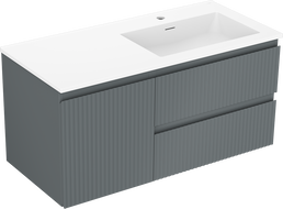 Mexen Rivel vonios spintelė 100 cm su praustuvu Otis dešinė, 2S, 1D, rifliuota, grafito/balta matinė