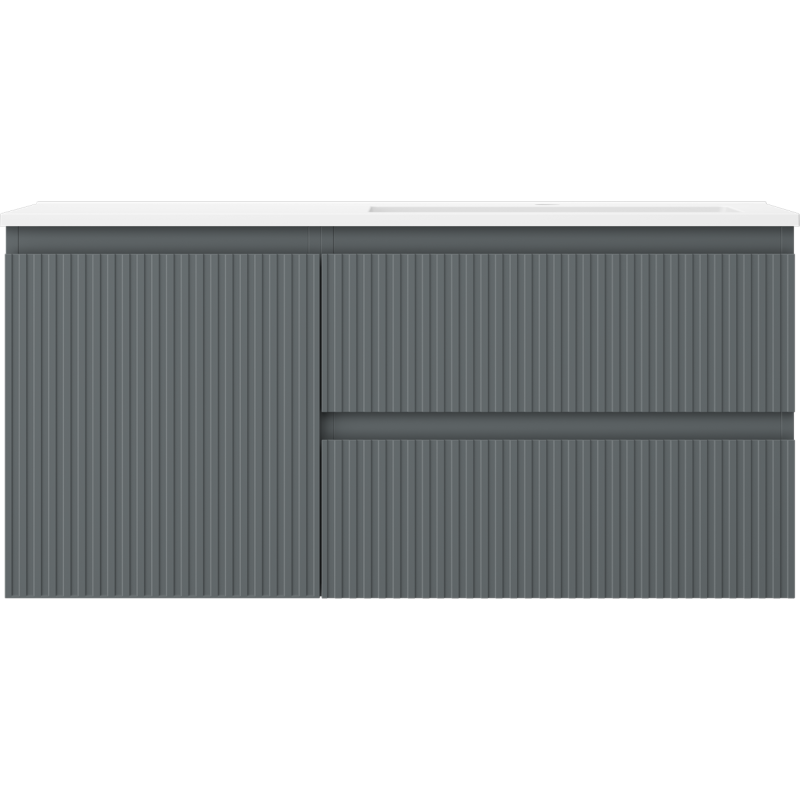 Mexen Rivel vonios spintelė 100 cm su praustuvu Otis dešinė, 2S, 1D, rifliuota, grafito/balta matinė