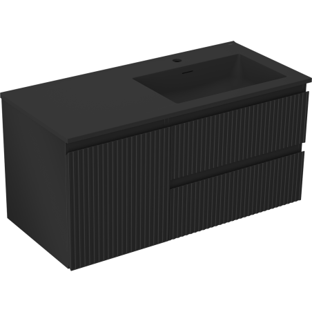 Mexen Rivel Vonios spintelė Otis 100 cm su dešiniuoju kriaukle, 2S, 1D, rifliuota, juoda matinė - 91A23-10047-3-BBFFF71-W18P71