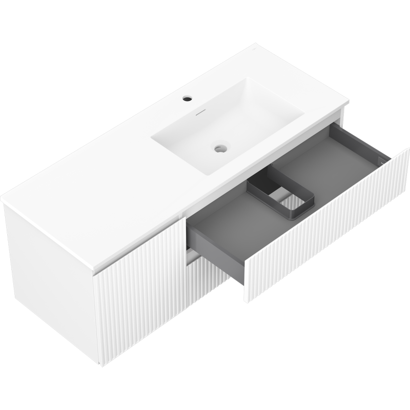 Mexen Rivel vonios spintelė 120 cm su dešine Otis kriaukle, 2S, 1D, rifliuota, balta matinė - 91A23-12047-3-BBFFF01-W18P01