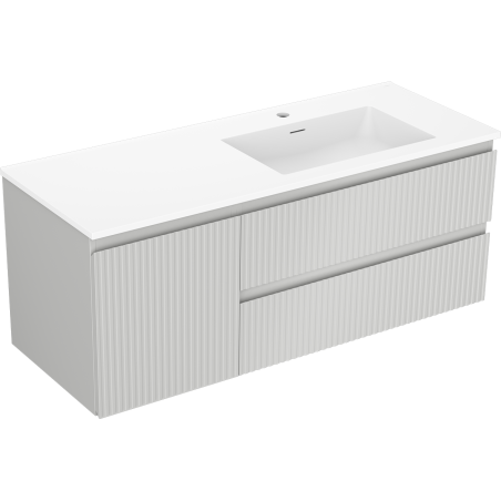 Mexen Rivel vonios spintelė 120 cm su praustuvu Otis dešinė, 2S, 1D, rifliuota, pilka/balta matinė