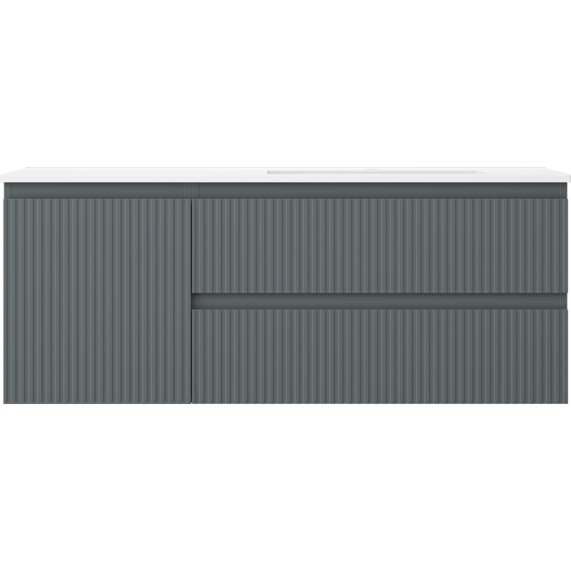 Mexen Rivel vonios spintelė 120 cm su dešiniojo šono Otis kriaukle, 2S, 1D, rifliuota, grafito/balta matinė