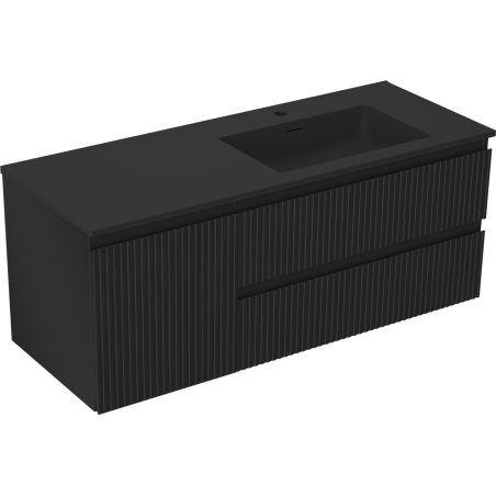 Mexen Rivel vonios spintelė 120 cm su Otis praustuvu dešinėje, 2S, 1D, rifliuota, juodas matinis - 91A23-12047-3-BBFFF71-W18P71