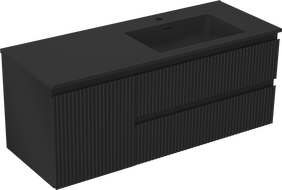 Mexen Rivel vonios spintelė 120 cm su Otis praustuvu dešinėje, 2S, 1D, rifliuota, juodas matinis - 91A23-12047-3-BBFFF71-W18P71