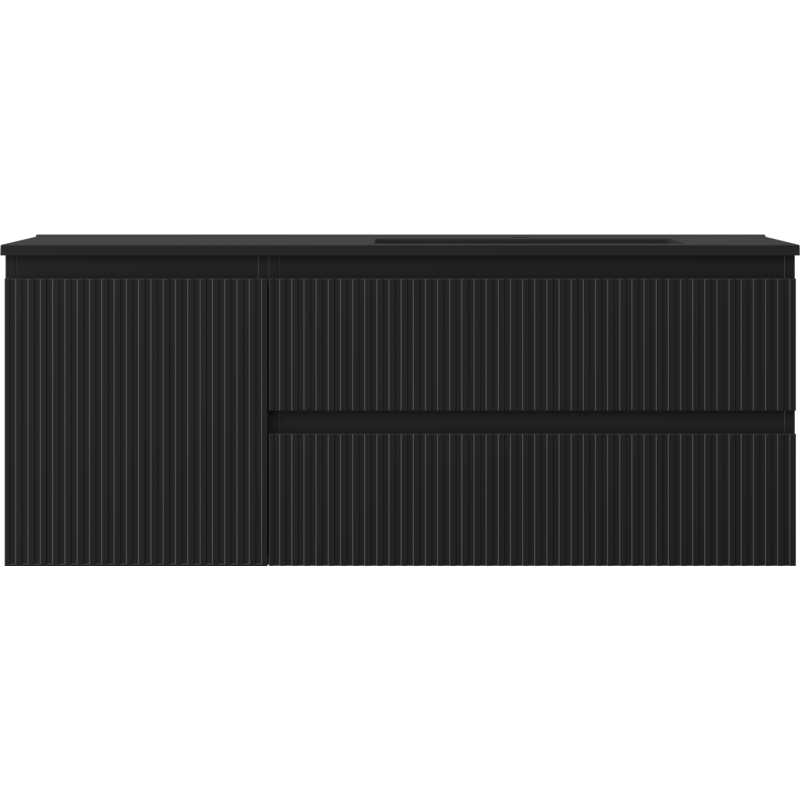 Mexen Rivel vonios spintelė 120 cm su Otis praustuvu dešinėje, 2S, 1D, rifliuota, juodas matinis - 91A23-12047-3-BBFFF71-W18P71